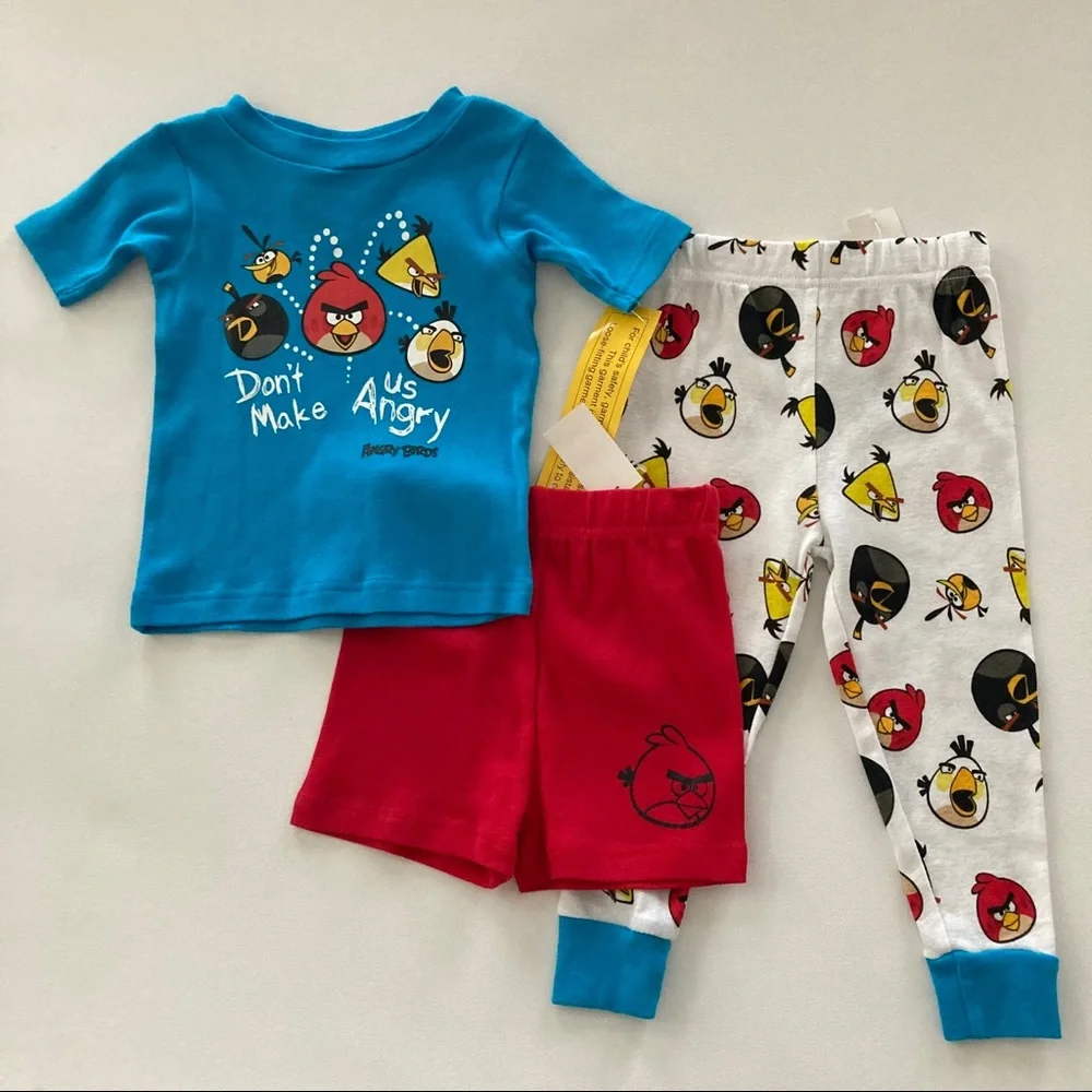 Angry Birds 2T Toddler Boy Pajama Set PJs Cotton NWT